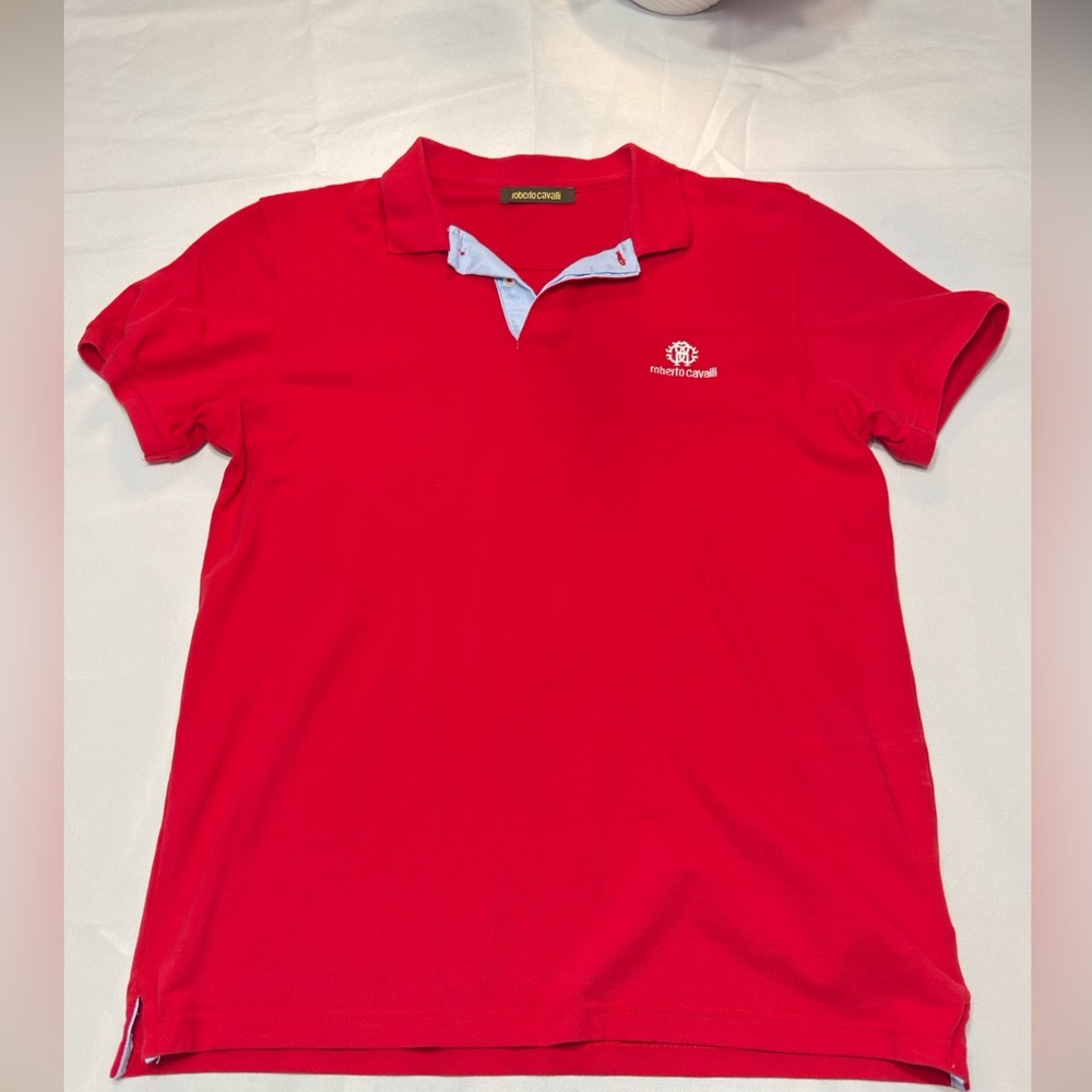 Roberto Cavalli Red Polo Shirt with Logo